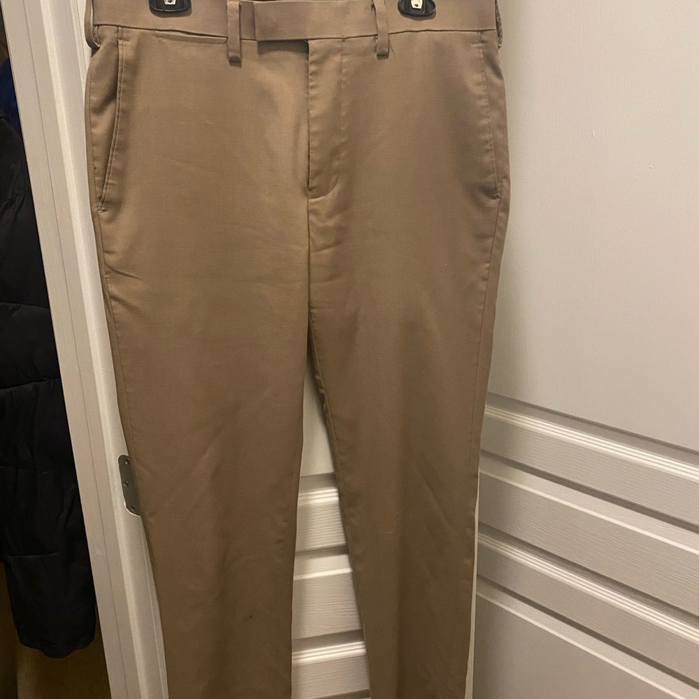 Louis Raphael Tan Dress Pants with Smooth Fabric and Straight Fit